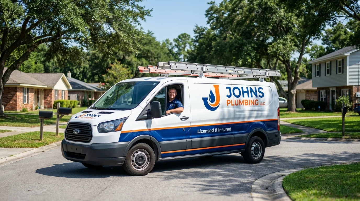 Johns Plumbing LLC service van in Anniston, AL