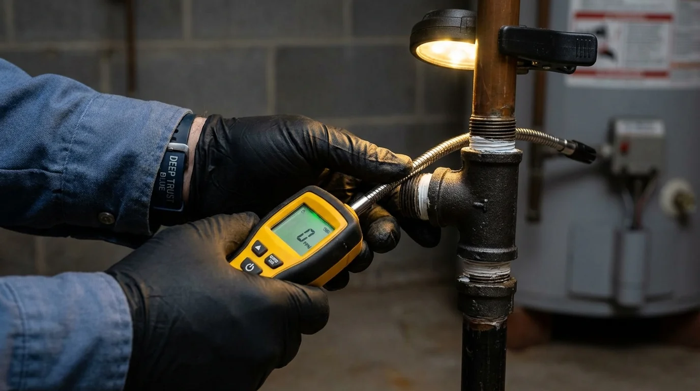 Gas leak detection with electronic sniffer by Johns Plumbing LLC in Anniston