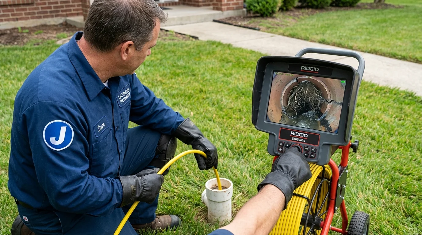 Sewer camera inspection being performed by Johns Plumbing LLC in Anniston